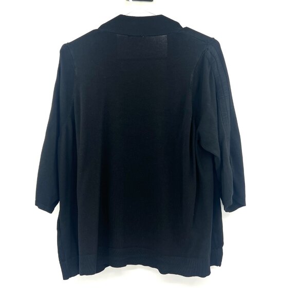Avenue Black Open Front 3/4 Sleeve Knit Cardigan Sweater Women's 26/28 - Picture 5 of 5